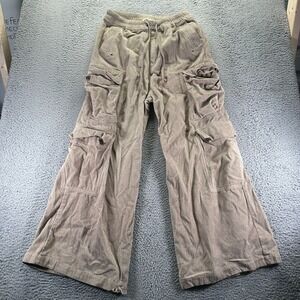 MNML Pant Mens L Brown Corduroy Cotton Cargo Wide-Leg Baggy Utility Workwear